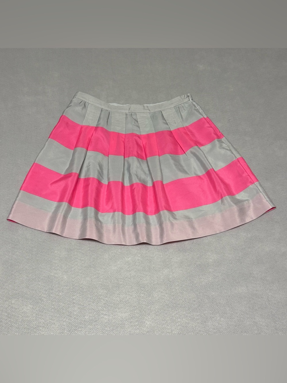 J Crew women’s Striped Pink and Light Gray Pleated Skirt size 2